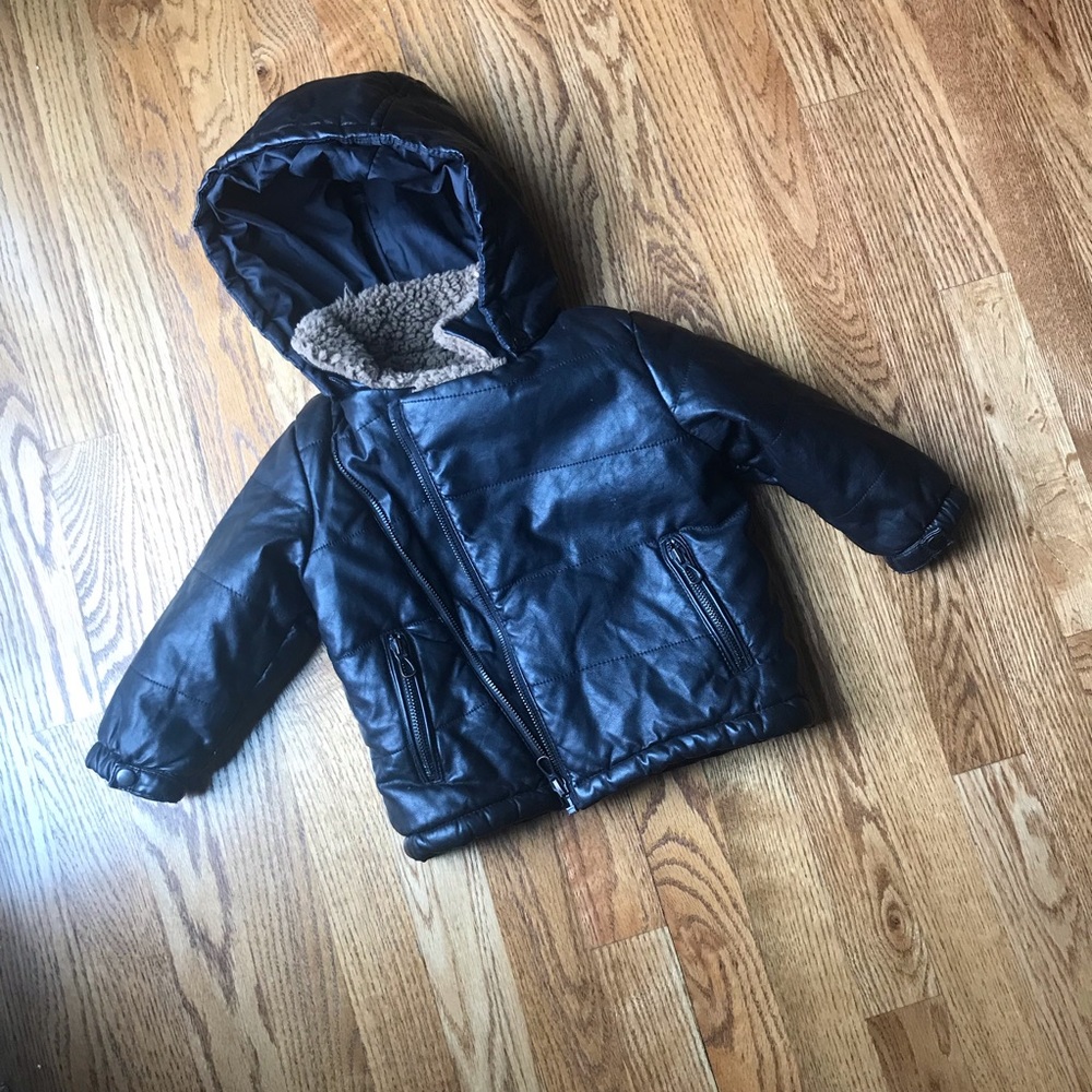 Zara Faux Leather Fleece Lined Coat